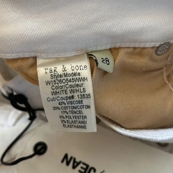 NWT! RAG & BONE Bright White Distressed Skinny Capri Jeans With Holes - Picture 9 of 10